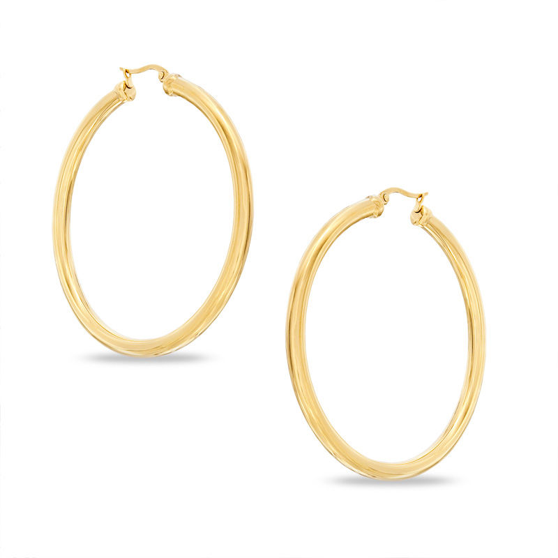 50mm Tube Hoop Earrings in Yellow IP Stainless Steel