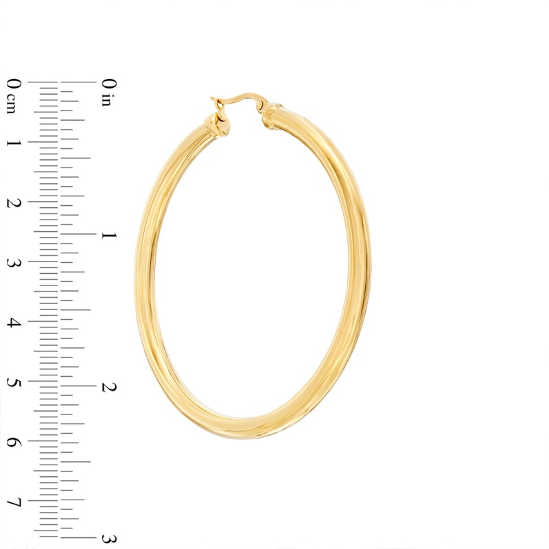 Main Image 2 of 50mm Tube Hoop Earrings in Yellow IP Stainless Steel
