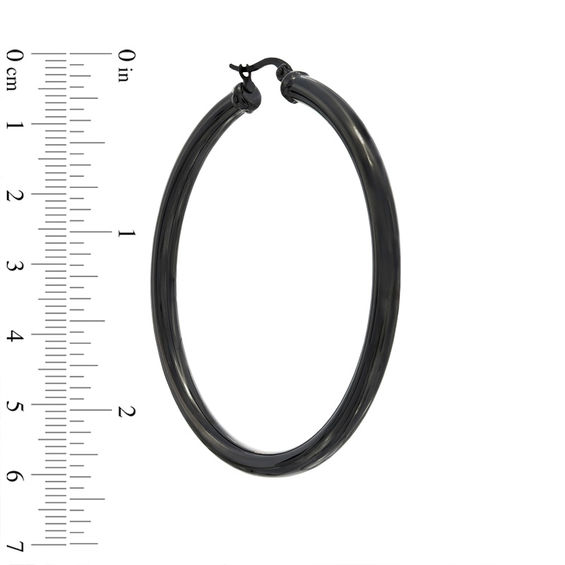 50mm Tube Hoop Earrings in Black IP Stainless Steel Online Exclusives