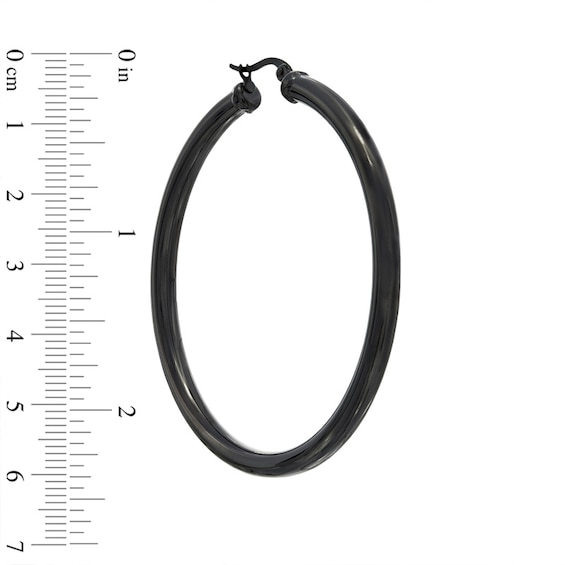 50mm Tube Hoop Earrings in Black IP Stainless Steel