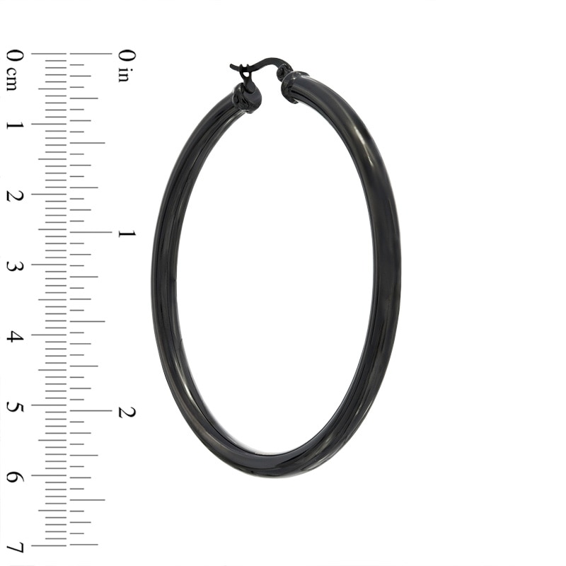 Main Image 2 of 50mm Tube Hoop Earrings in Black IP Stainless Steel