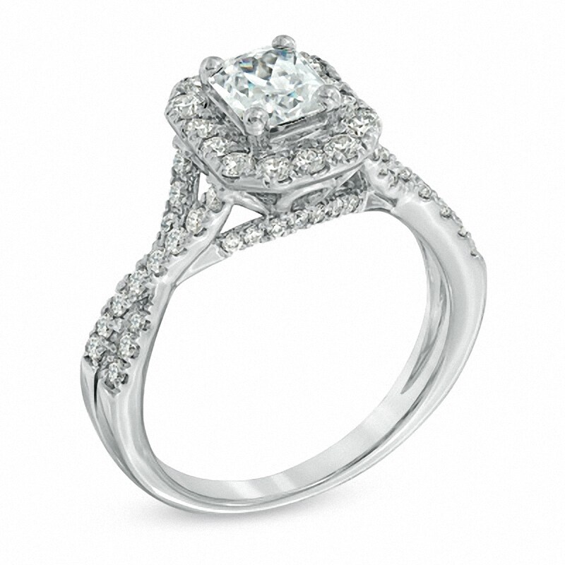 Main Image 2 of 1-3/4 CT. T.W. Certified Radiant-Cut Diamond Frame Engagement Ring in 14K White Gold (I/I1)