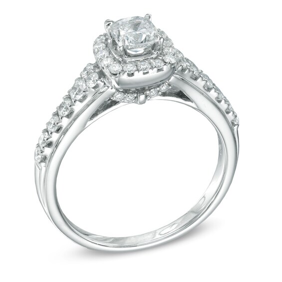 1 CT. T.w. Certified Cushion-Cut Diamond Frame Engagement Ring in 14K White Gold (I/I1)