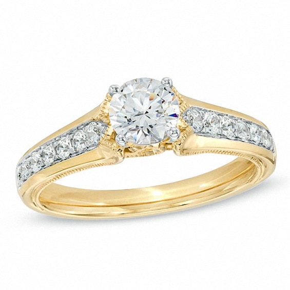 1 CT. T.w. Diamond Vintage-Style Engagement Ring in 14K Gold