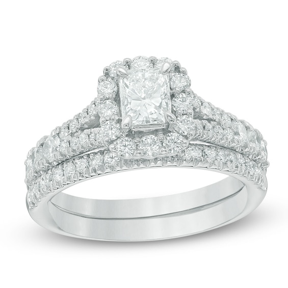 1-1/2 CT. T.w. Certified Radiant-Cut Diamond Bridal Set in 14K White Gold (I/I1)