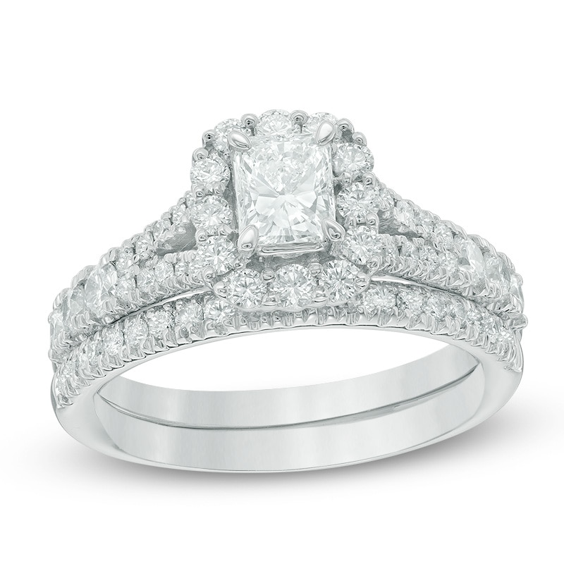 1-1/2 CT. T.W. Certified Radiant-Cut Diamond Bridal Set in 14K White Gold (I/I1)