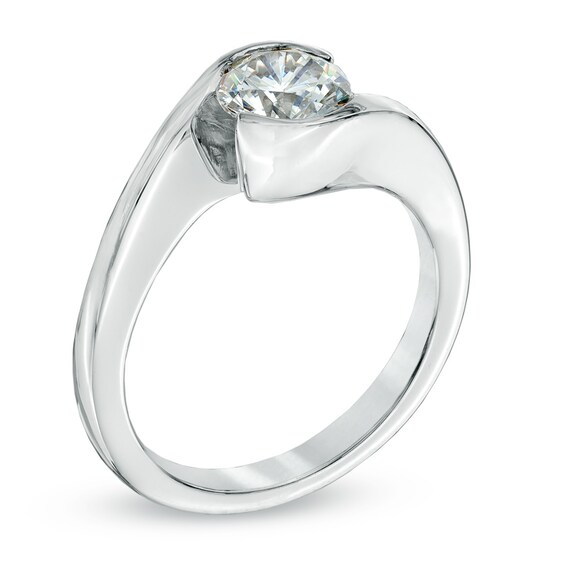 CT. Certified Diamond Solitaire Half Bezel Engagement Ring in 14K Gold (J/I1