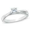 Thumbnail Image 1 of 1/2 CT. Certified Diamond Solitaire Twist Shank Engagement Ring in 14K White Gold (J/I1)