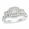 Thumbnail Image 1 of 1 CT. T.W. Diamond Double Frame Three Stone Ring in 10K White Gold