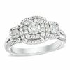 Thumbnail Image 0 of 1 CT. T.W. Diamond Double Frame Three Stone Ring in 10K White Gold