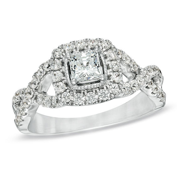 Celebration Lux® 1 CT. T.w. Princess-Cut Certified Diamond Engagement Ring in 14K White Gold (I/Si2)