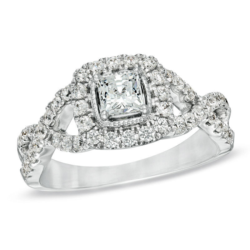 Celebration Lux® 1 CT. T.W. Princess-Cut Diamond Engagement Ring in 14K White Gold (I/SI2)