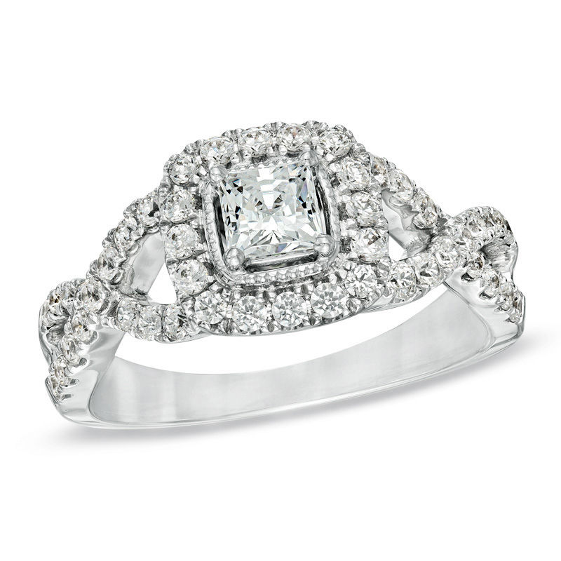 Main Image 1 of Celebration Lux® 1 CT. T.W. Princess-Cut Certified Diamond Engagement Ring in 14K White Gold (I/SI2)