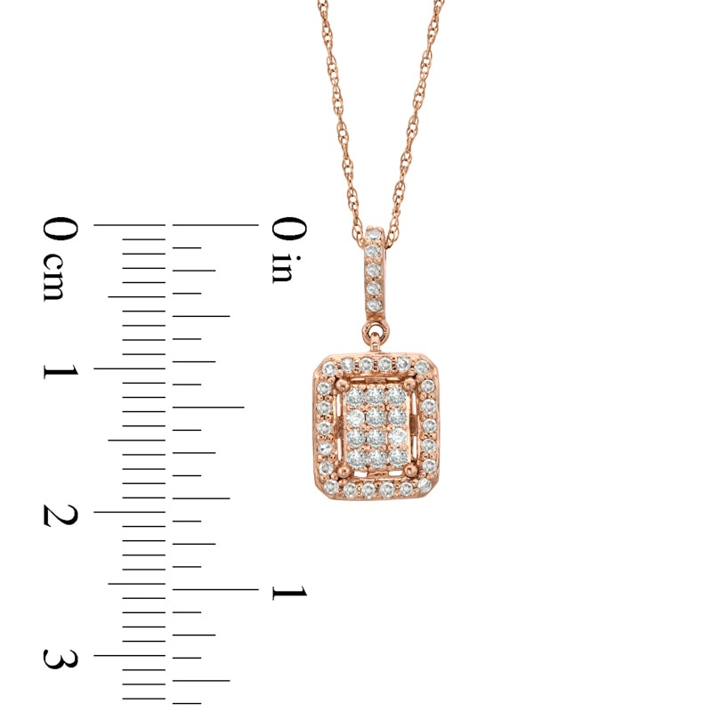 1/4 CT. T.W. Composite Diamond Rectangular Frame Pendant in 10K Rose Gold