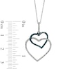 Thumbnail Image 2 of 1/4 CT. T.W. Enhanced Blue and White Diamond Double Heart Pendant in 10K White Gold