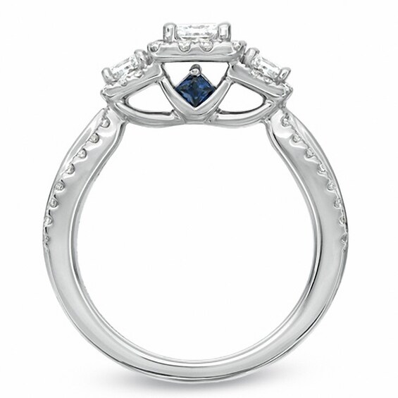 Vera Wang Love Collection 1 CT. T.w. Princess-Cut Diamond Three Stone Engagement Ring 14K White Gold