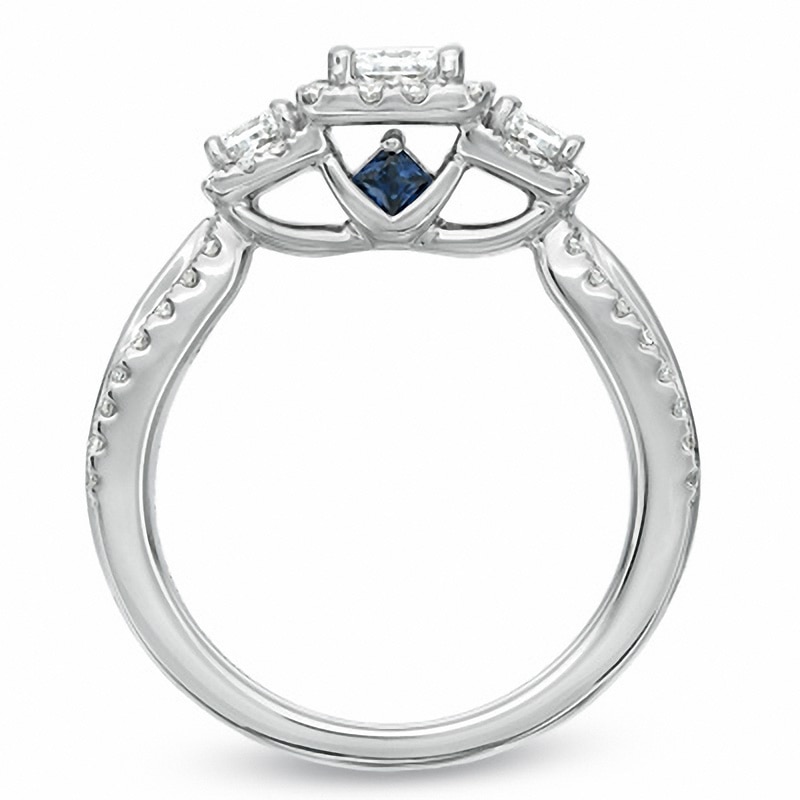 Main Image 3 of Vera Wang Love Collection 1 CT. T.W. Princess-Cut Diamond Three Stone Engagement Ring in 14K White Gold