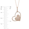 Thumbnail Image 1 of 1/3 CT. T.W. Diamond Tilted Double Heart Pendant in 10K Rose Gold
