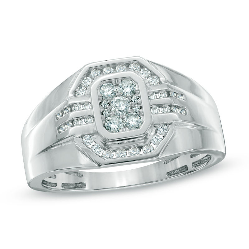 Men's 1/2 CT. T.W. Diamond Ring in 10K White Gold