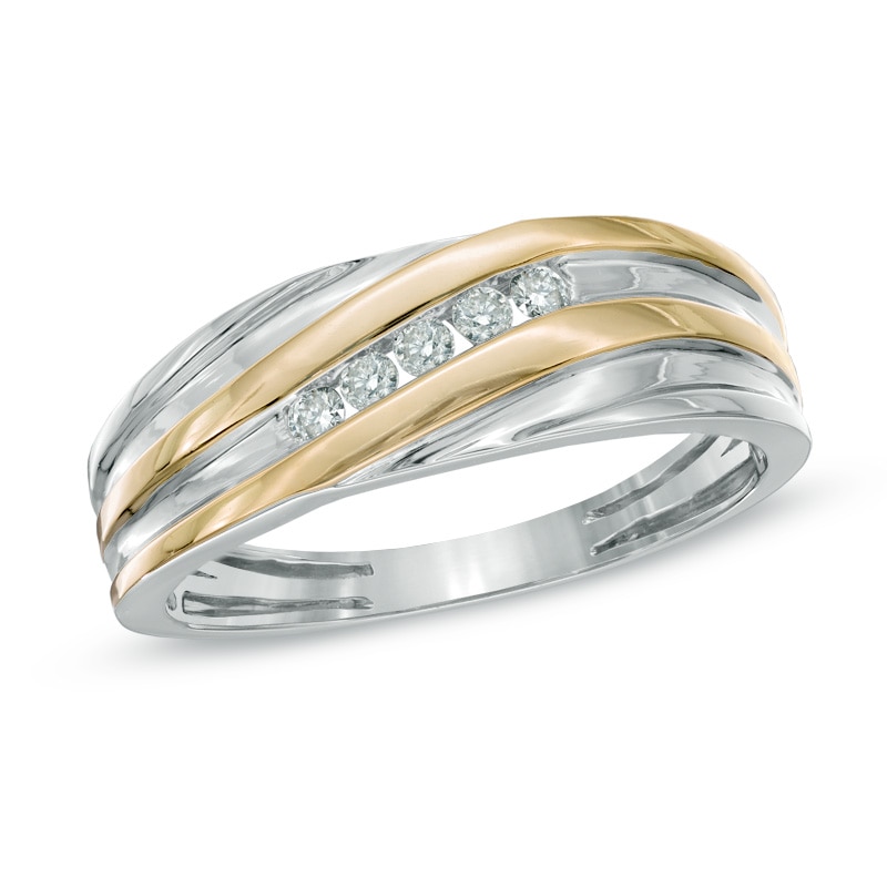 Main Image 1 of 1/8 CT. T.W. Diamond Ring in 10K Two-Tone Gold