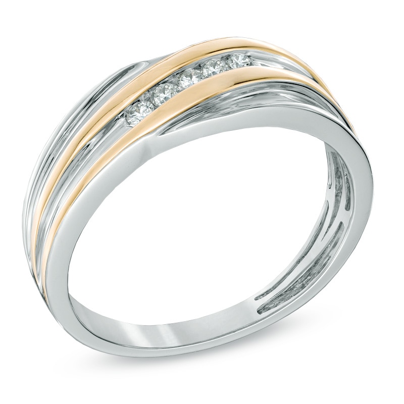 Men's 1/8 CT. T.W. Diamond Ring in 10K Two-Tone Gold