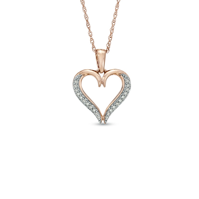 Main Image 1 of Diamond Accent Heart Pendant in 10K Rose Gold