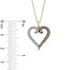 Thumbnail Image 2 of 1/3 CT. T.W. Enhanced Champagne and White Diamond Heart Pendant in 10K Gold