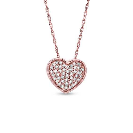 1/8 CT. T.w. Diamond Cluster Heart Pendant in 10K Rose Gold