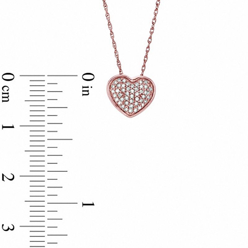 Main Image 2 of 1/8 CT. T.W. Diamond Cluster Heart Pendant in 10K Rose Gold