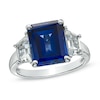 Emerald-Cut Lab-Created Ceylon and White Sapphire Ring in 10K White Gold