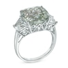 Thumbnail Image 1 of 12.0mm Cushion-Cut Green Quartz and Lab-Created White Sapphire Ring in Sterling Silver