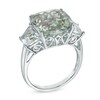 Thumbnail Image 1 of 12.0mm Cushion-Cut Green Quartz and Lab-Created White Sapphire Ring in Sterling Silver