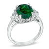 Thumbnail Image 2 of Lab-Created Emerald and White Sapphire Three Stone Ring in 10K White Gold