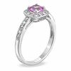 Thumbnail Image 2 of 5.0mm Cushion-Cut Lab-Created Pink and White Sapphire with Diamond Accent Ring in 10K White Gold