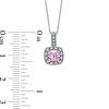 Thumbnail Image 2 of 5.0mm Cushion-Cut Lab-Created Pink and White Sapphire Pendant with Diamond Accents in 10K White Gold