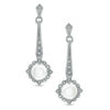 Thumbnail Image 1 of 6.5-7.0mm Freshwater Cultured Pearl, Lab-Created White Sapphire and Diamond Accent Earrings in 10K White Gold