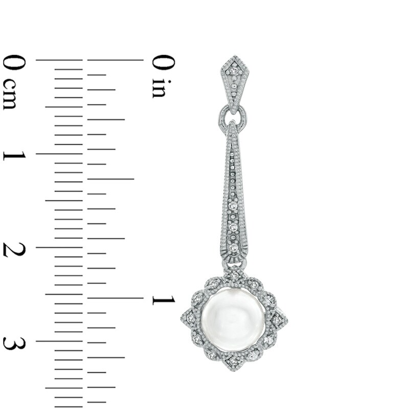 Main Image 2 of 6.5-7.0mm Freshwater Cultured Pearl, Lab-Created White Sapphire and Diamond Accent Earrings in 10K White Gold