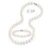 Thumbnail Image 0 of 8.0-9.0mm Freshwater Cultured Pearl Necklace, Bracelet and Earrings Set in 14K White Gold-17"