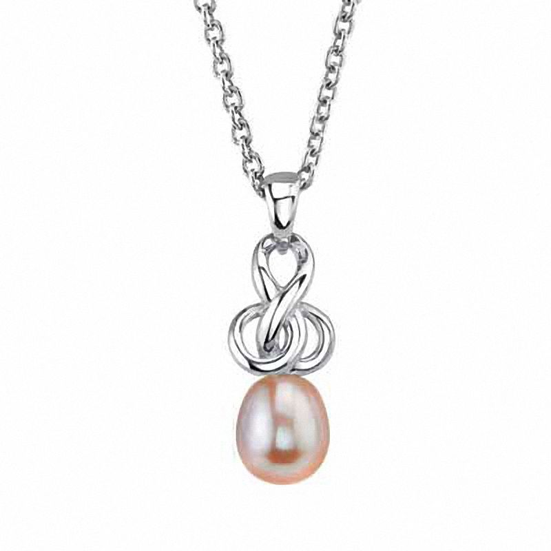 9.0mm Pink Cultured Freshwater Pearl Pendant in Sterling Silver