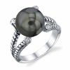 Thumbnail Image 0 of 11.0mm Black Cultured Tahitian Pearl and Crystal Ring in Sterling Silver