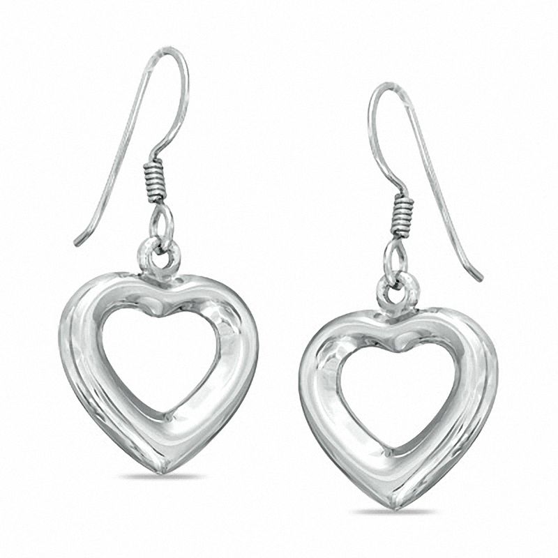 Sterling silver sales heart drop earrings