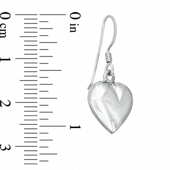 Sterling Silver Puffed Heart Drop Earrings