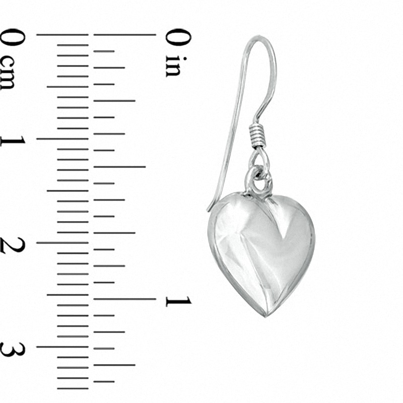 Main Image 2 of Sterling Silver Puffed Heart Drop Earrings