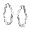 Thumbnail Image 1 of 25.5mm Sterling Silver Squiggle Square Edged Hoop Earrings
