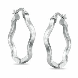 25.5mm Sterling Silver Squiggle Square Edged Hoop Earrings