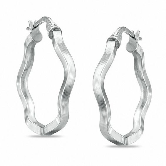 25.5mm Sterling Silver Squiggle Square Edged Hoop Earrings