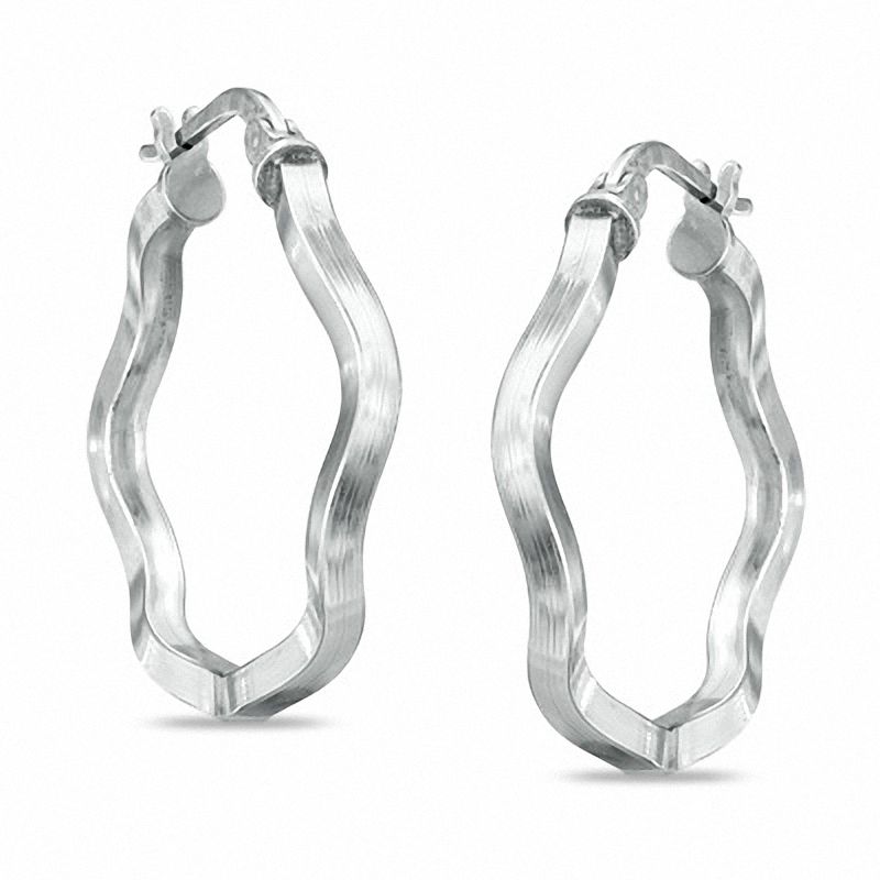 2.3 x 25.5mm Sterling Silver Squiggle Square Edged Hoop Earrings