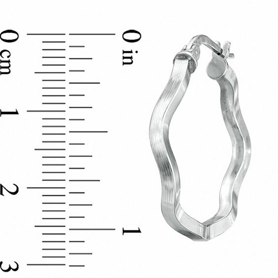 25.5mm Sterling Silver Squiggle Square Edged Hoop Earrings
