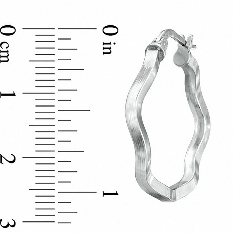 Main Image 2 of 25.5mm Sterling Silver Squiggle Square Edged Hoop Earrings