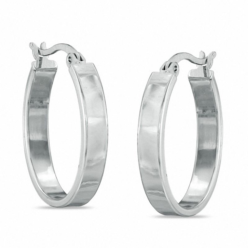 1.5 x 20.5mm Sterling Silver Flat Oval Hoop Earrings